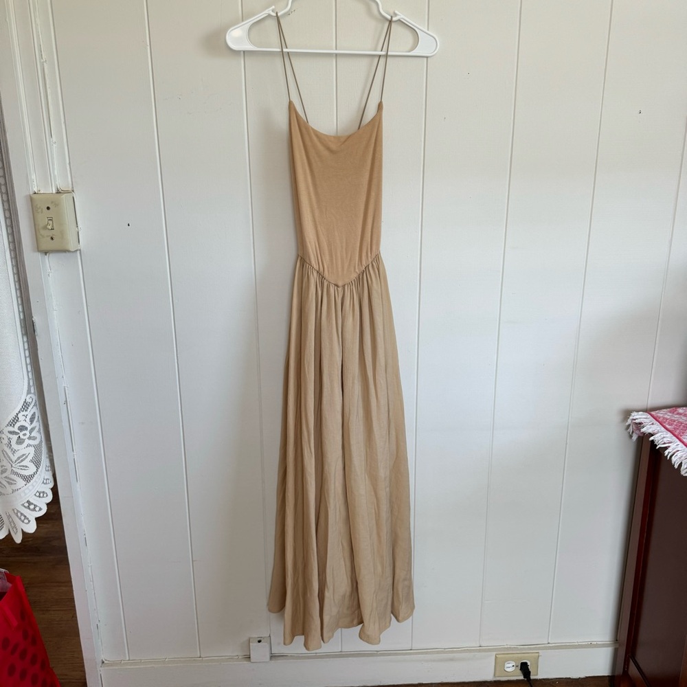 Commense Beige Sleeveless Maxi Dress Small